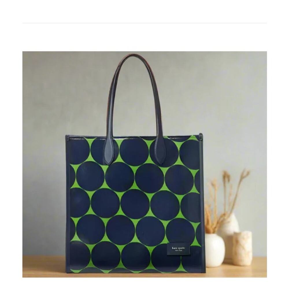Kate Spade Gotham Extra Large Tote Joy Dot Blue Polka Dot Canvas